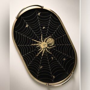 NEW Anthropologie Hand Painted Catherine Martin Midnight Creatures Cobweb Tray